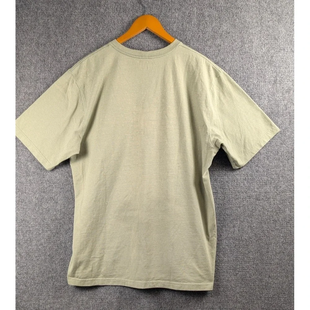 Carhartt Men's L Tall Sage Green Orange Logo Graphic T Shirt Loose Fit Short Sle